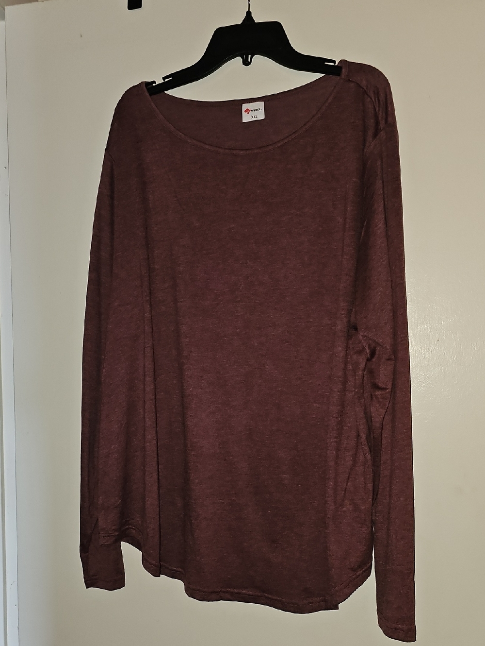 Classic Scoop Neck Long Sleeve Top in Burgundy by Jerzee